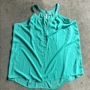 Tacera Teal Sleeveless Split-Neck Camisole
